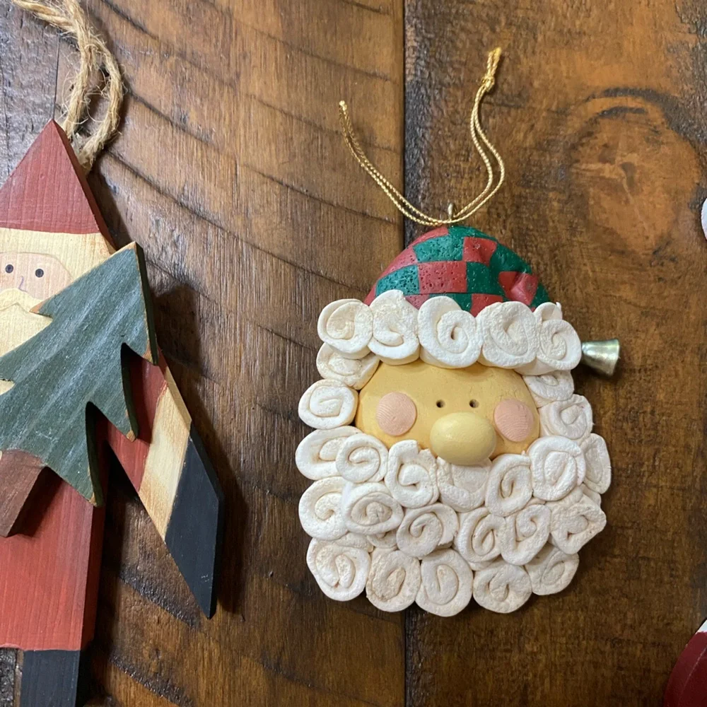 Variety of Christmas Santa Ornaments Lot of 7